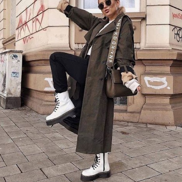 White Lace Up Platform Combat Boots - Picture 9 of 12